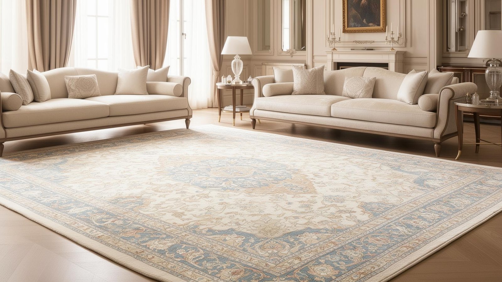 Hand-knotted rug, luxury villa